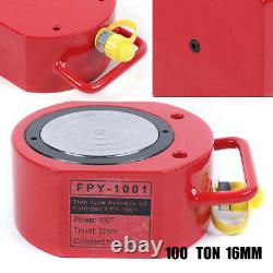 100T LOW HEIGHT Profile Hydraulic Cylinder Jack Ram Lifting 16mm Stroke 200cc US