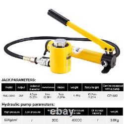 20T Hydraulic Cylinder Ram Jack + CP-180 400cc Manual Hydraulic Hand Pump Kit US