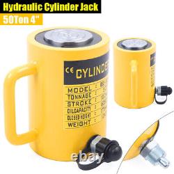 4 Stroke 50 Ton Hydraulic Cylinder Ram Jack Single Acting Lifting Ram Yellow kIT