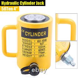 4-Stroke Hydraulic Cylinder Ram Jack Single Acting Lifting Ram Yellow 50Ton US