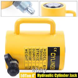 4Stroke 50 Ton Hydraulic Cylinder Ram Jack Single Acting Lifting Ram Yellow New