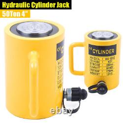 50 Ton 4 Stroke Hydraulic Cylinder Ram Jack Single Acting Lifting Ram Yellow