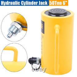 50 Ton 6'' Stroke Hydraulic Cylinder Jack Single Acting Solid Ram Heavy Duty TOP