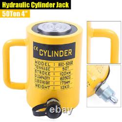 50Ton 4 Stroke Yellow Hydraulic Cylinder Ram Jack Single Acting Lifting Ram NEW
