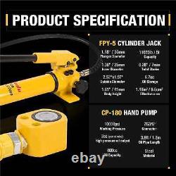 5T 0.28 Stroke Hydraulic Ram Cylinder Jack + CP-180 Hydraulic Hand Pump Kit