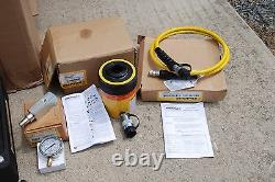 ENERPAC RCH-302 HOLLOW RAM SET With PUJ-1200B HYDRAULIC PUMP With HOSE & GAUGE NEW
