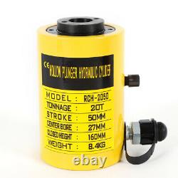 NEW 20 Ton Hydraulic Hollow Hole Cylinder Jack Plunger Ram 2in Manual Oil Pump