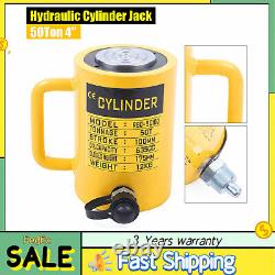 50 T 4 4 Stroke Yellow Hydraulic Cylinder Ram Jack Single Acting Lifting Ram translates to: 
Vérin hydraulique simple effet à piston jaune de 4 temps, 4 pouces, 50 tonnes.