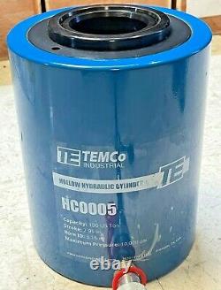 Temco Hollow Hydraulic Cylinder Ram 100 Ton 3 En Avancement Garantie 1 Année