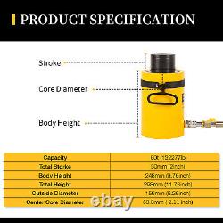 Vérin hydraulique creux simple effet de 60 tonnes avec 2 courses RCH-6050